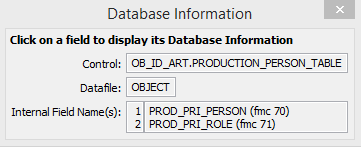 Database information window for the Artist/Maker field Database information window for the Artist/Maker field
