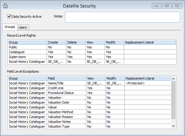 Object Datafile Security for all Groups.