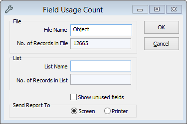 Window Field Usage Count