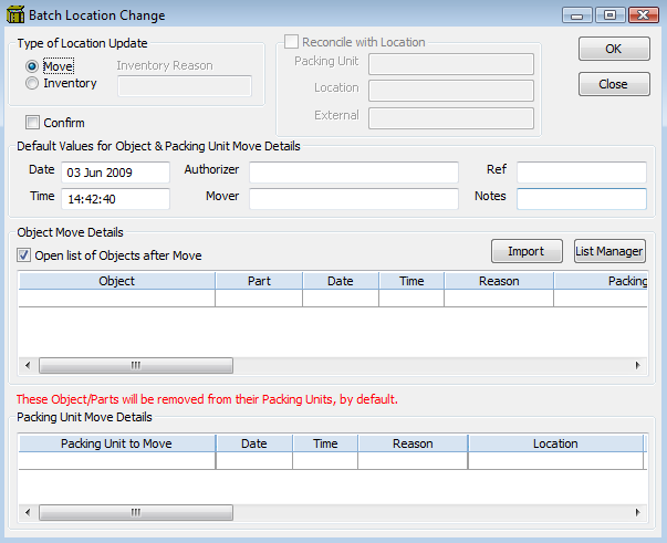 Window Batch Location Transaction