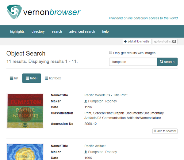 Browser results view