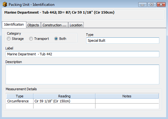 Packing Unit - Id window