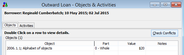 Activities Conflict Check button Activities Conflict Check button