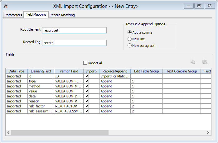 xmlfieldmatching