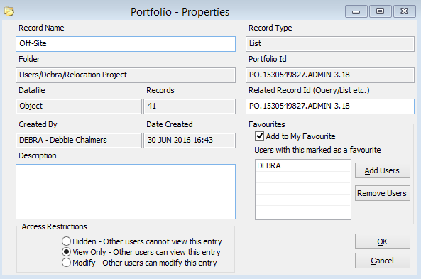 Window Portfolio Properties