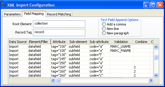 Win XMLImportConfig Mappings Validation