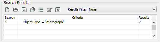 Results box for a search that searched for Objects that are photographs. The search found 7 records that match. 