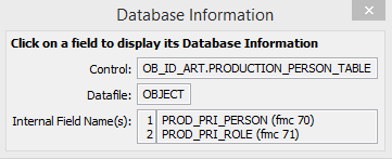 Database information window for the Artist/Maker field