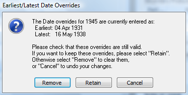 Earliest Latest Override Message