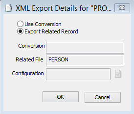 XML Export Field Details window
