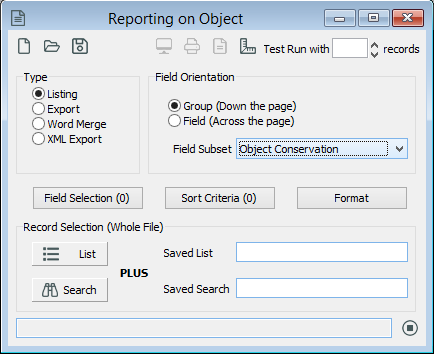 User Defined Reporting Fields subset